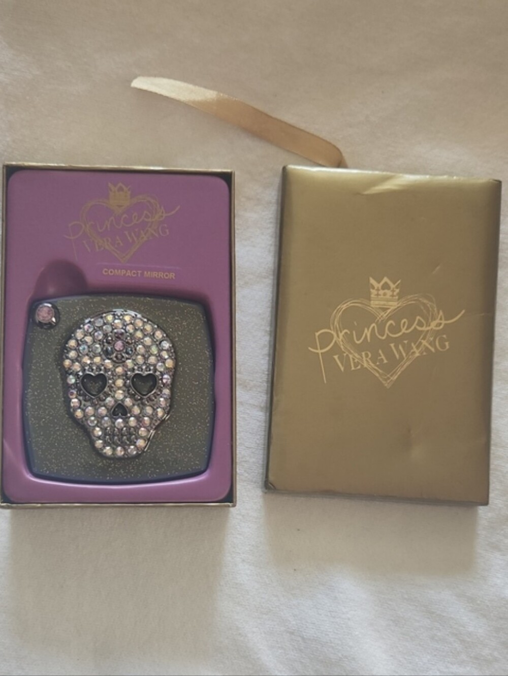Princess Vera Wang Glitter Skull Compact Mirror Retired Collector Item